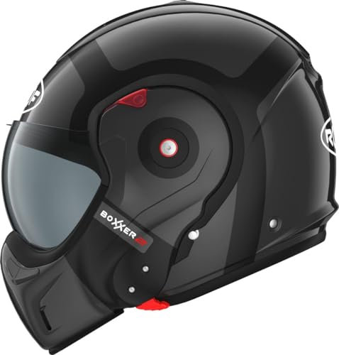 ROOF Helm Boxxer 2 Titan schwarz Größe M | Helder Vizier | Klapphelme | Ratsche | Glasfaser | geeignet für Mofa, Moped, Motorrad, Roller