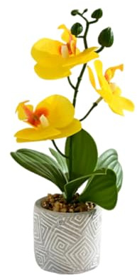 susiodeu Künstliche Orchideen aus Kunststoff, Topfblumen, künstliche Blumen, künstliche Phalaenopsis, künstlich, Gelb
