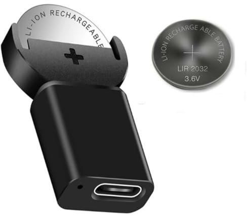 BenjiPower - Chargeur de Piles Bouton Rechargeable (Batterie) avec 1x LIR2032 (remplace CR2032) USB Type C