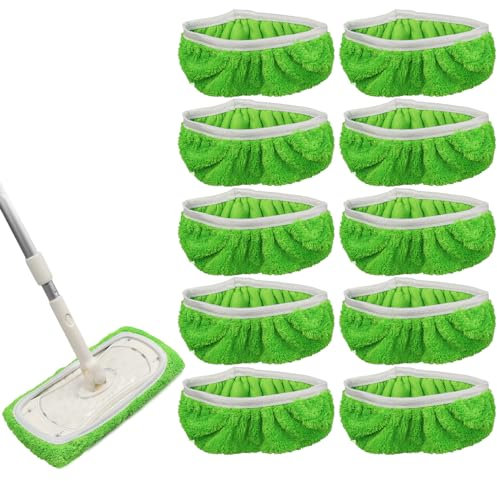 Galerie SV Mopa Reutilizable de 10 Piezas, Mopa Seca/Mopa Húmeda para Swiffer Sweeper Robot Mop Set, Estropajo de Microfibra para la Limpieza de Azulejos, Laminados, Tableros y Mucho más