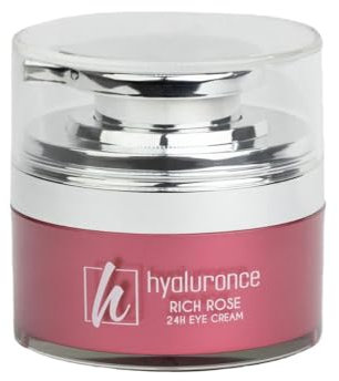 hyaluronce Rich Rose Eye Cream 24h, natürliche Augenpflege gegen Falten für empfindliche Augenpartie, Straffend und Feuchtigkeitsspendend, mit Rosenextrakt,30ml