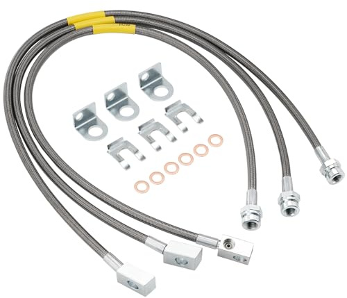 Racewill 89715 Verlängerte Bremsleitungen aus Edelstahl für vorne und hinten, für 10,2 cm - 15,2 cm Hebebühne