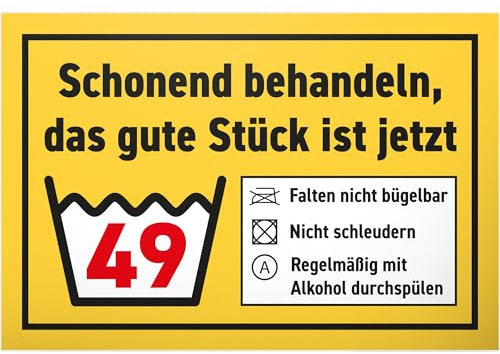 DankeDir! Schonend behandeln gute Stück - Schild 30 x 20 cm - Geburtstagsdeko Geschenkidee Geburtstagskarte Partydeko - Männer & Frauen 49. Geburtstag Geburtstagsgeschenk 49er Geschenk 49 Jahre