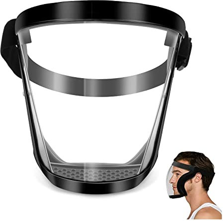 OUZHOU Face Shield Visor, Clear Full Face Protective Shield, Face Shield Reusable Anti-Fog and Anti-Static Transparent Face Mask, Adjustable Breathable Full Face Mask for Eye and Face Protection