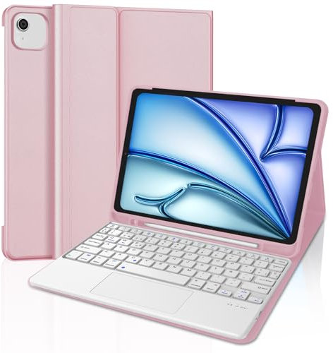 SENGBIRCH Teclado para iPad Air 11 M2,2024/M3,2025 con Touchpad, Bluetooth Magnética Desmontable, Español Ñ Funda Teclado para iPad Air M2 2024/M3 2025 11 Pulgadas, Rosa
