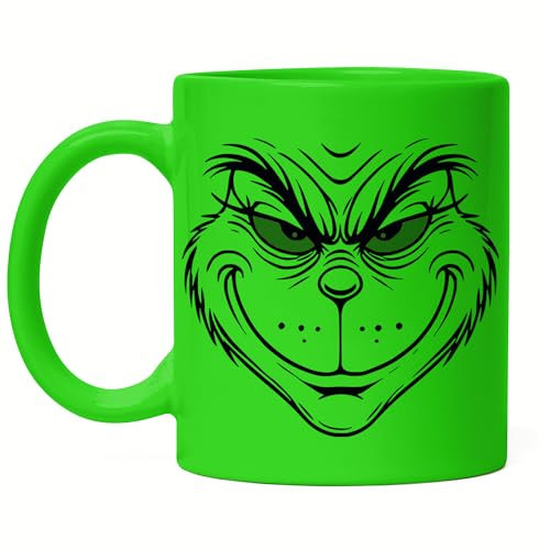 Kiddle-Design Grinch Tasse Vert Fluo Anti Noël Tasse de Noël Drôle Personnalisée Noël Père Noël Cadeau de lutin