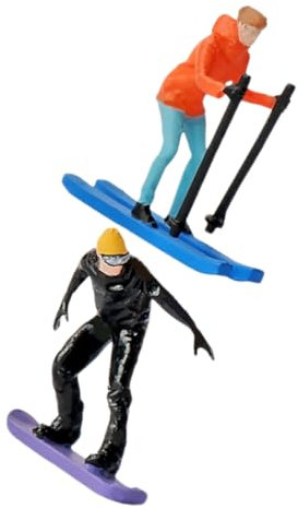 TOYANDONA 2 Stück Ski Puppe Miniatur Ski Spielzeug Mini Ski Modell Winzige Personen Figur Ski Modell Zubehör Ski Menschen Figuren Miniatur Ski Modell Handbemalte Ski Figuren Harz