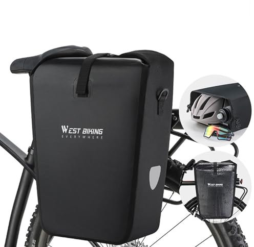 acfeco Fahrradtasche für Gepäckträger 25L,Wasserdicht Reflektoren Fahrradtasche,Geeignet als Gepäckträgertasche, Rucksack und Umhängetasche,Fahrradtasche Gepäckträger aus Tarpaulin, Gepäckträgertasche