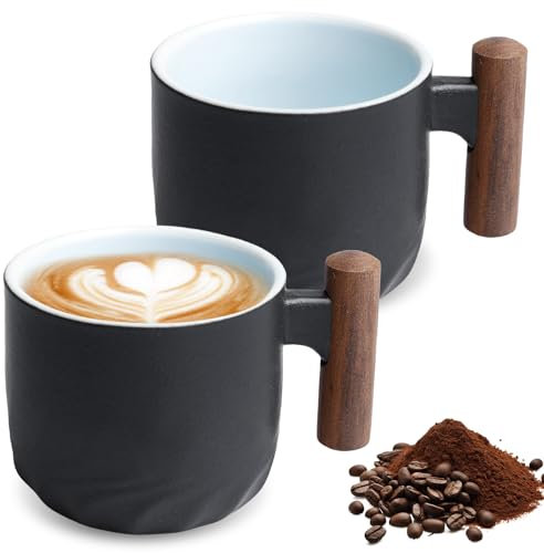 PRITOK 2 tazas de espresso, tazas de café de 70 ml con asa, tazas de café de cerámica, tazas de café de gres, tazas de café espresso, mini taza de té, taza de café para espresso, té