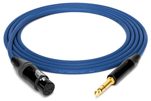 enoaudio Mogami 2534 Quad Professionel Studio Câble symétrique | Neutrik Gold XLR femelle – Jack TRS 6,3 mm | HiFi, bleu, 7 m
