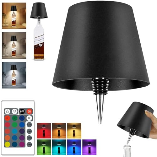 SOUDFK 2025 New Wireless Bottle Lamp,RGB LED Bottle Light with Remote(RGB Black, 1pc)