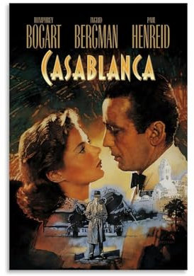 YAWRGJWRG Casablanca 1942 Poster, dekoratives ästhetisches Leinwandposter, Wandkunst, Dekor, Wohnzimmer, modernes Familienschlafzimmer, Musik-Filmposter, 30 x 45 cm, ungerahmter Stil