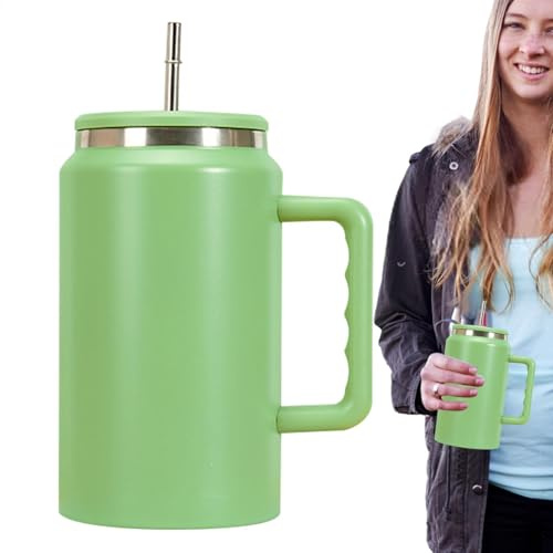 Stainless Tumbler 50 Oz | Water Bottle Straw Cup | Insulated Tumbler 50-Ounce Water Cup Coffee Mug Keep Cold High Capacity with Lid for Coffee