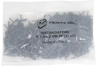 Pikappa 656 Distanziatore a T da 2 mm per piastrelle e rivestimenti. Colore Grigio. Sacchetto da 500 pezzi