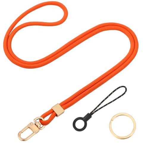 Segus Schlüsselbänder, 1 Stück Schlüsselbänder zum Umhängen, Schlüsselanhänger mit Band, Umhängeband für Schlüssel, Karte, Sportpfeifen (Orange)