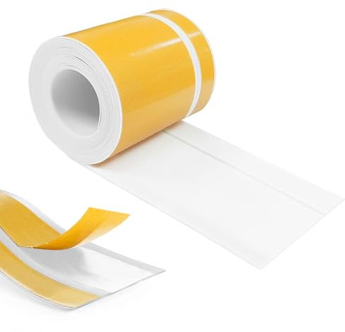 Hengrongshen Plinthe Souple PVC Autoadhésive 70 mm x 20 mm x 6 m, Imperméable Anti-Moisissures Résistante à l'Huile, pour Cuisine Salle de Bain Chambre Garage (Blanc)