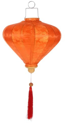 Ovale Hängelaterne Orange aus Seide Halloween Geschenkideen