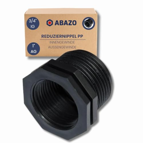 ABAZO - Pumpenanschlussstutzen an Gartenpumpe, Schlauchverbinder, Rückschlagventil für die Pumpe, Anschluss an einen Hydrophor, Satz Pumpenzubehör, Reduziernippel PP 3/4IG x 1AG