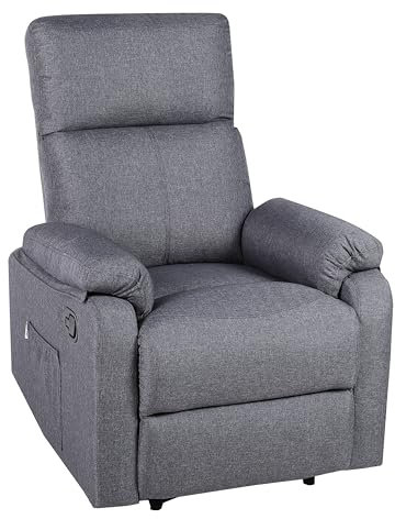 ECO-DE Poltrona Relax Reclinabile Manuale – Calore Lombare e Poggiapiedi Regolabile, Comoda per Salotto, Lettura, Ufficio, Soggiorno o Camera da Letto – Braccioli Estraibili e Salvaspazio (Grigio S.)