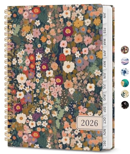 Planner 2026-2027, Monthly and Weekly Academic Planner July 2026 - June 2027, Hardcover Student Teacher Planning Agenda Calendar Book with Tabs, Perfect for Office School Supplies, A5 (6.3 x 8.5) - Garden