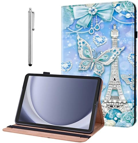 YiChZhe Case for iPad mini (A17 Pro 2024 Model, 7th Generation) / mini 6 (2021 Model, 6th Generation) Shockproof Protective Case with Adjustable Stand Card Slot Pen Holder, Butterfly Drill Tower