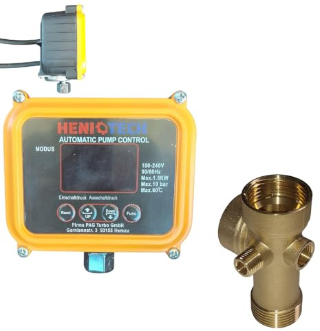 PAG Turbo GmbH® - EPC-10 2in1 Elektronischer Druckschalter + Trockenlaufschutz für Gartenpumpe Tiefbrunnenpumpe, anpassbare Druckeinstellungen (0,5-7,0 bar) (EPC-10)