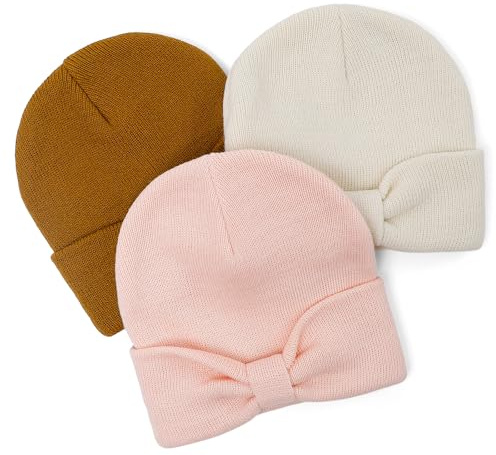 LACOFIA Baby Wintermütze mit Süßer Schleife Kleinkind Mädchen Beanie Hut Warme Weiche Strickmütze 0 bis 36 Monaten