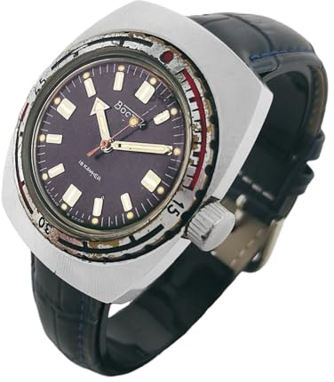 Boctok Vostok Armbanduhr mit manueller Aufziehfunktion, sowjetische Serie, nummerierte Serie 527323, maximale Tiefe 200 m