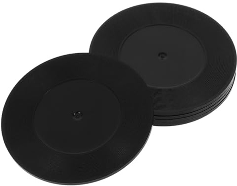 TOBBOMEY 6pcs Vintage Vinyl Record Coasters Abs Material Non-slip Bottom Retro Drink Cup Mats for Hot Cold Beverages Home Bar Dining Table Decor