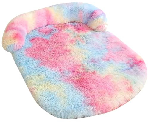 HotYou Hundebett, Hundesofa, Hundekissen, Hundekörbchen mit Kissen Abnehmbar und waschbar rutschfeste Unterseite, Wasserdichtes Innenfutter für 1-50KG Hunde,Regenbogen,S 65 * 50 cm（<7.5KG）