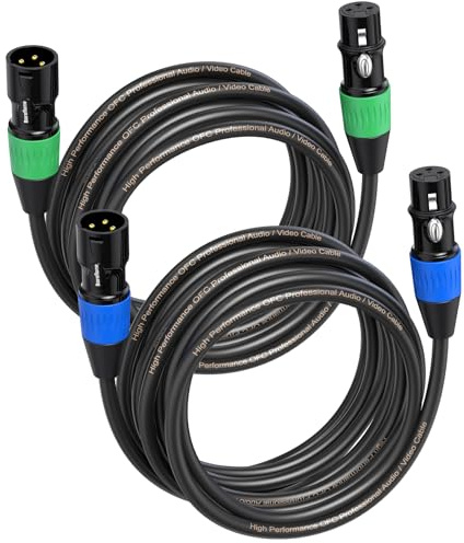 Baroflone XLR Cables, Microphone Cables 25ft 2Pack, Balanced XLR Speaker Cable 3-pins Gold-Plated Mic Cable Male to Female for Microphones, Stage Lighting, Speaker Systems and More