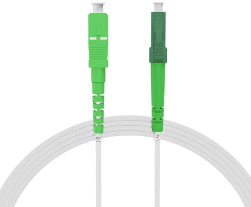 nexinex - weißes 5m Glasfaserkabel LC/APC auf SC/APC Patchkabel | LWL Simplex Singlemode OS2 FTTH Glasfaser Lichtwellenleiter Kabel