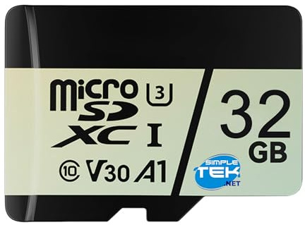 SIMPLETEK - Micro SDHC-Karte 32 GB UHS-I V30 - Klasse 10, Hochgeschwindigkeitsspeicher, optimiert für Full HD-Videoaufnahmen