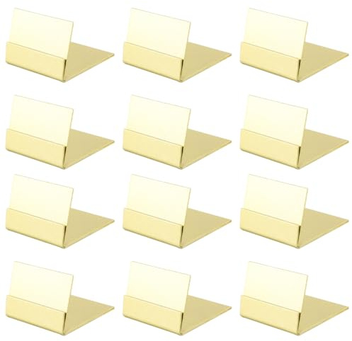 Fasizi 12 segnaposto in metallo dorato, supporti per numeri da tavolo verniciati in ferro, impilabili per foto, menù, decorazioni per matrimoni, feste di compleanno, ristoranti