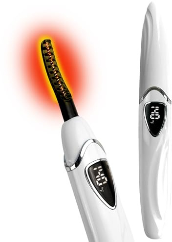 Tehoi S600 Beheizte Wimpernzange – Genaue Temperatursteuerung, intelligente automatische Abschaltung für natürliches Make-up und langanhaltende Locken (White+Silver)