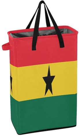 Schmaler Wäschekorb mit stabilem Griff, hohe Wäschekörbe, freistehend, Teenager, Mädchen, schmutzige Kleidung, Korb für Schrank, Ghana-Flagge