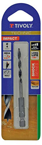 Tivoly 10803720400 Foret Bois 3 Pointes Technic, Queue Hexagonale Ø 4mm