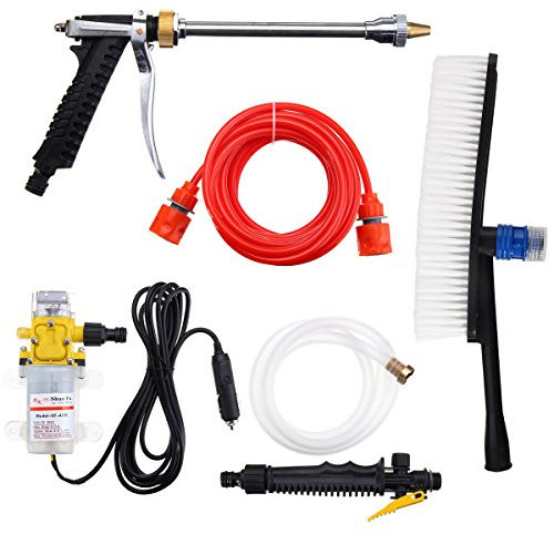 C-FUNN 12V Portable 100W 160PSI High Pressure Electric Washer Wash Pump Set