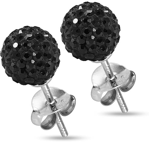 Monster Piercing Multi Black Crystal Stone Ball in argento Sterling 925 orecchino gioielli