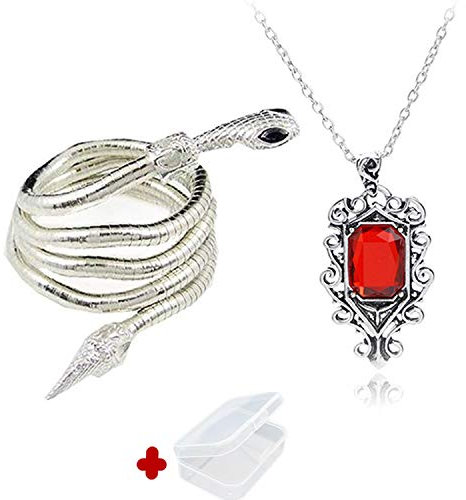 PPX 2 Stück City of Bones Isabelle Lightwood Electrum Peitsche Schlange Armband und Halskette Set mit Mini-Box