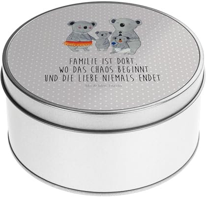 Mr. & Mrs. Panda Blechdose rund Koala Familie - Geschenk, Family, Aufbewahrungsbox, Metallkiste, Bruder, Mama, Metallboxen, Kinder, Metallbox,