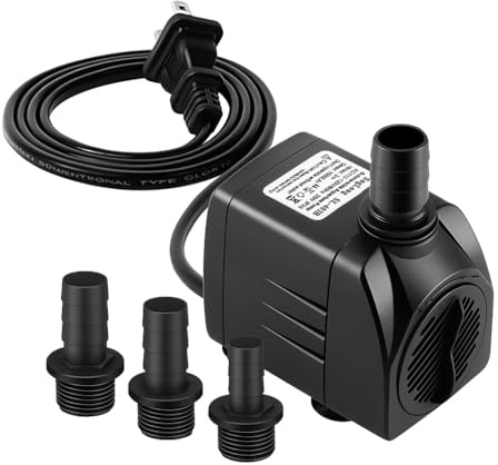 SongLong Submersible Pump 400GPH (1500L 25W) Ultra Quiet with Over Heating Protection 6.5ft High Lift for Fountains, Hydroponics, Ponds, Aquariums & More…