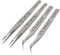 Sanhooii, set di 4 pinzette da 4 pezzi, in acciaio inox antistatico, precisione ESD pinzette 2 dritte 2 curve per strumenti di riparazione per elettronica, creazione di gioielli, grip argento