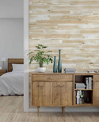 wodewa 1000 Wandverkleidung Holz selbstklebend 3D Vintage Shabby Look aus Echtholz Eiche Wandpaneele 1m² Moderne Wanddekoration Holzverkleidung Holzwand Wohnzimmer Küche Schlafzimmer