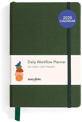 Jahresplaner 2020-2021 - Produziert von Anecdote Gemacht um Ziele zu erreichen, monatliche, wöchentliche und tägliche Arbeitsabläufe ein. Hardcover-Planer. A5 (5.8'' x 8.3'') Dunkelgrün (Evergreen)
