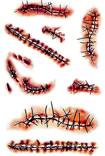 YCYBAB2J 10 Sheets Halloween Temporary Tattoos, Zombie Scar Tattoos, Fake Scars Halloween Costume Makeup for Party Decoration