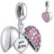 NINGAN “You&Me ” Herz Charm-Anhänger 925 Sterling Silber Charm Bead für europäische Armbänder und Halsketten (Lila)