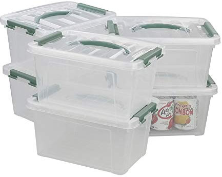 Annkky 7 Liter Plastic Storage Boxes, Clear Small Box Containers with Lids Set of 6