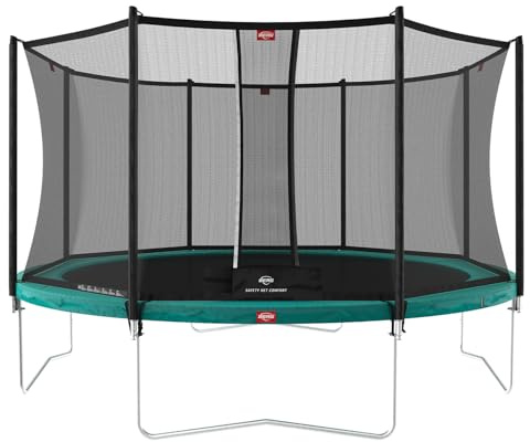 BERG Favorit Trampolin | Safety Net Comfort Sicherheitsnetz | rundes Gartentrampolin für Kinder | AirFlow Sprungtuch | SoloSpring Federn