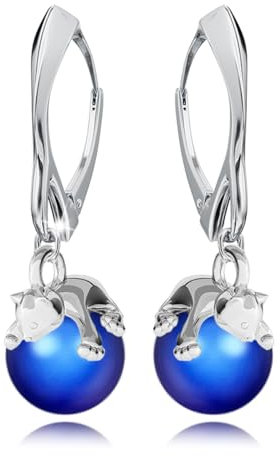 Ohrringe Silber 925 Hängend - Ohrringe Hängend mit Perlen und Katze - Wählen Sie elegante Schmuck für Sie - Wetten Sie Auf Silber Ohrringe Damen